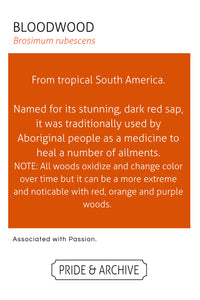 Information about Bloodwood with text and a orange background