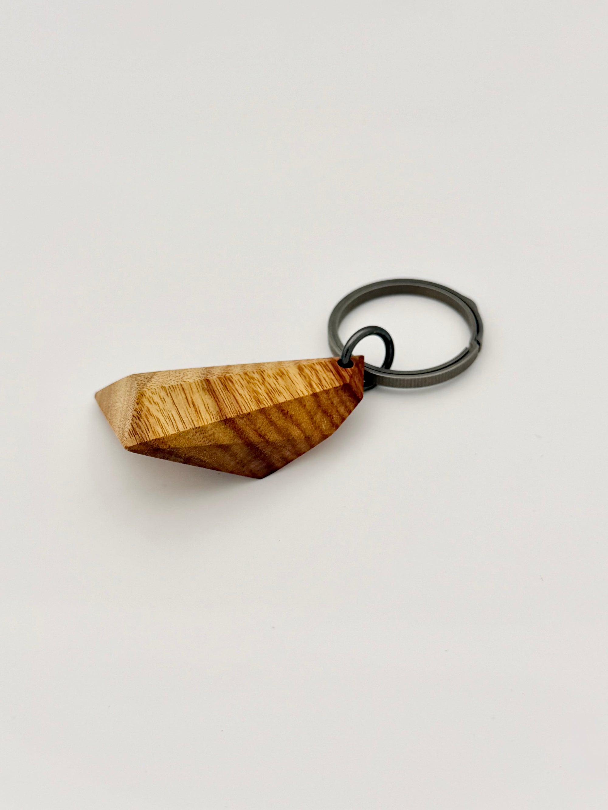 wooden key chain on titanium ring