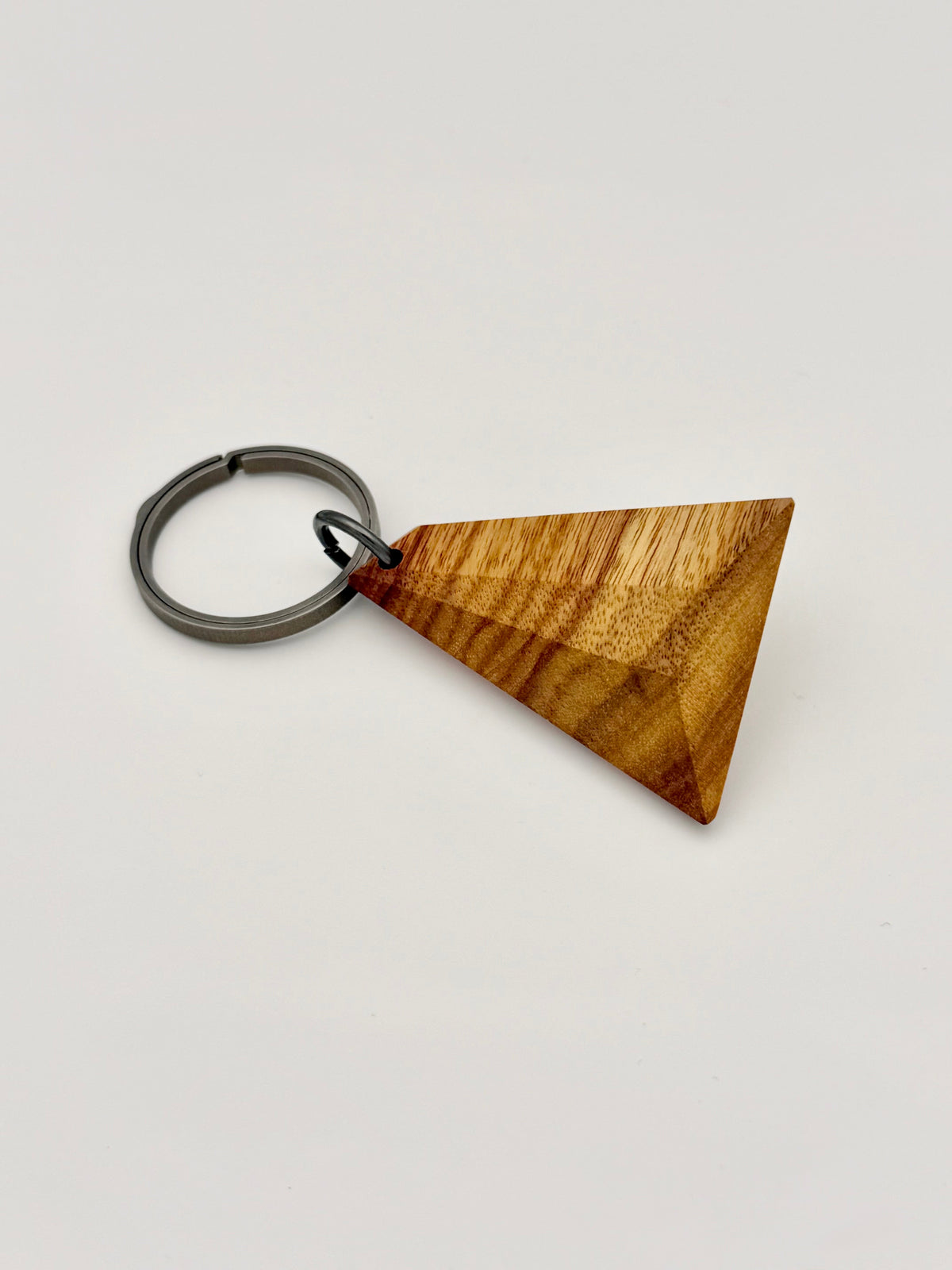 wooden key chain on a titanium ring