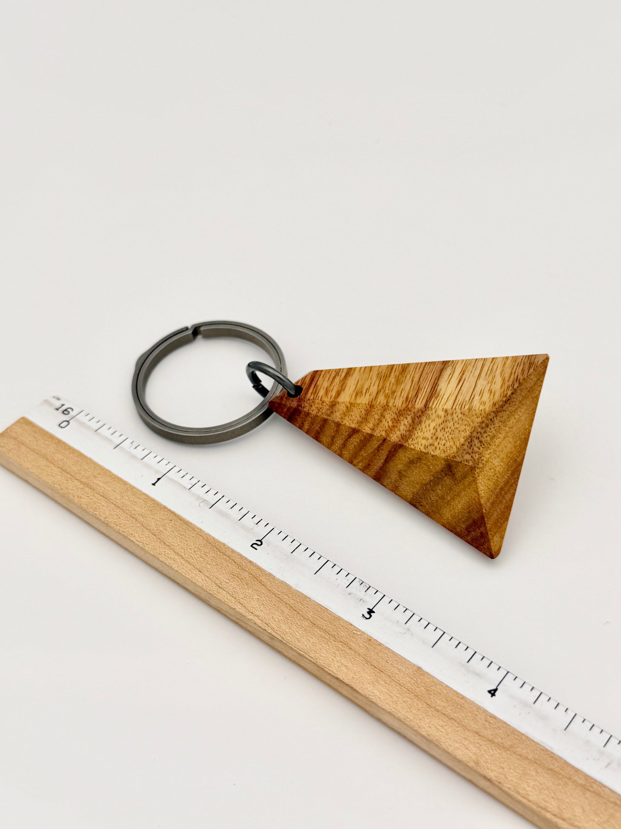 wooden key chain on a titanium ring