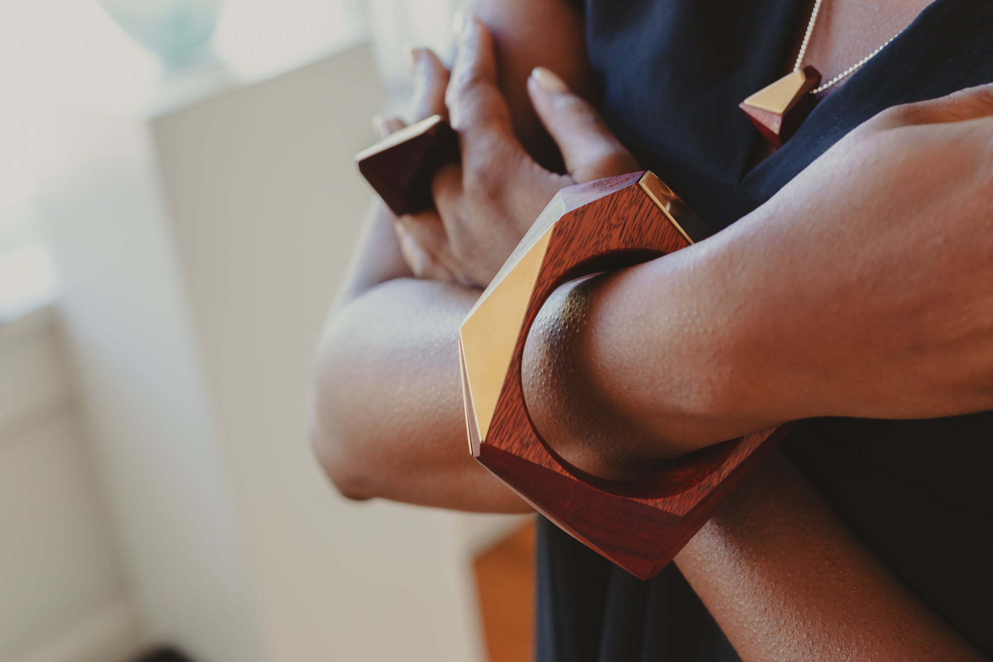 Blooodwood & Brass 3D (squared) Stand Alone Bangle Sculpture