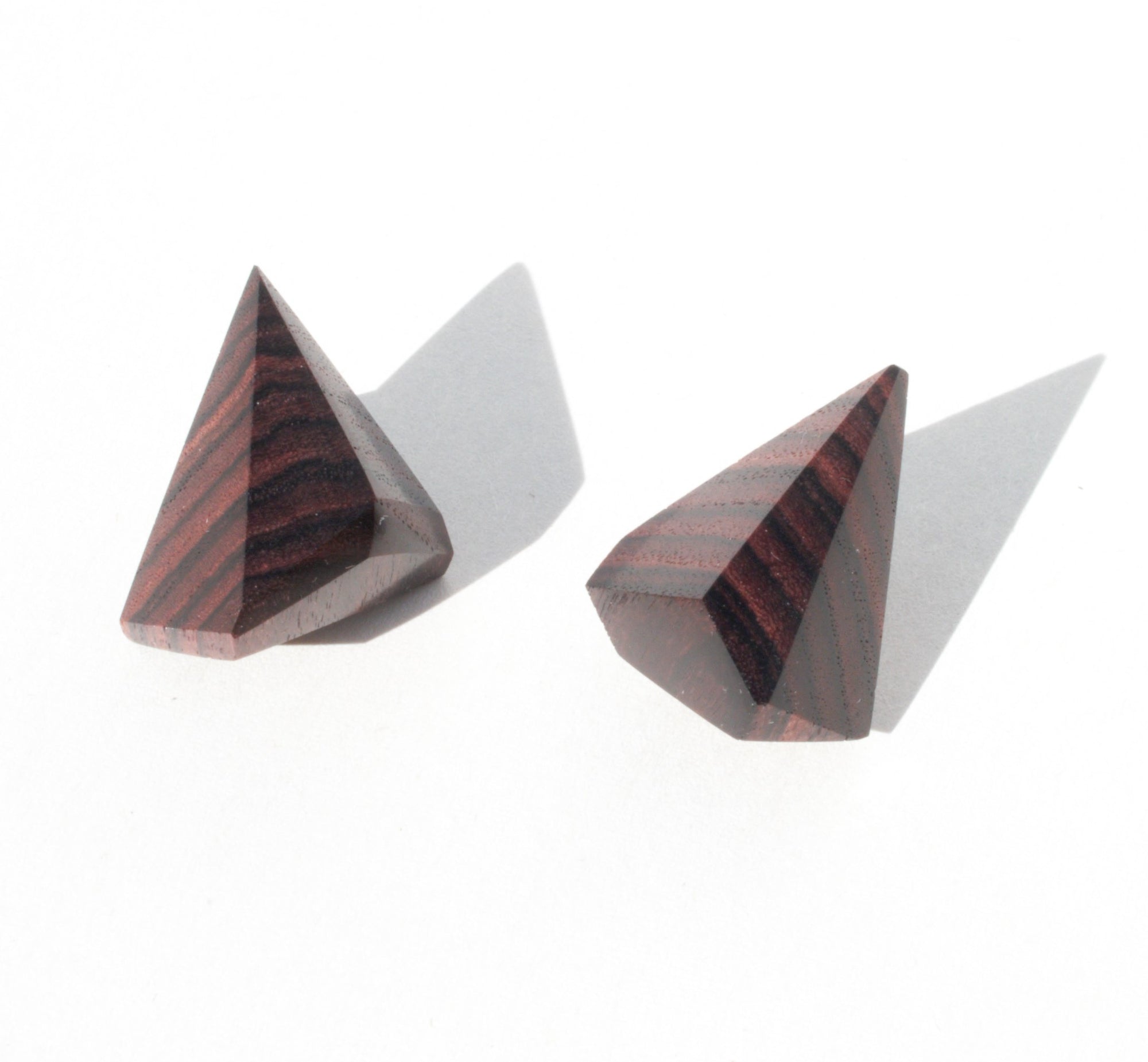 Angular polished wood stud earrings