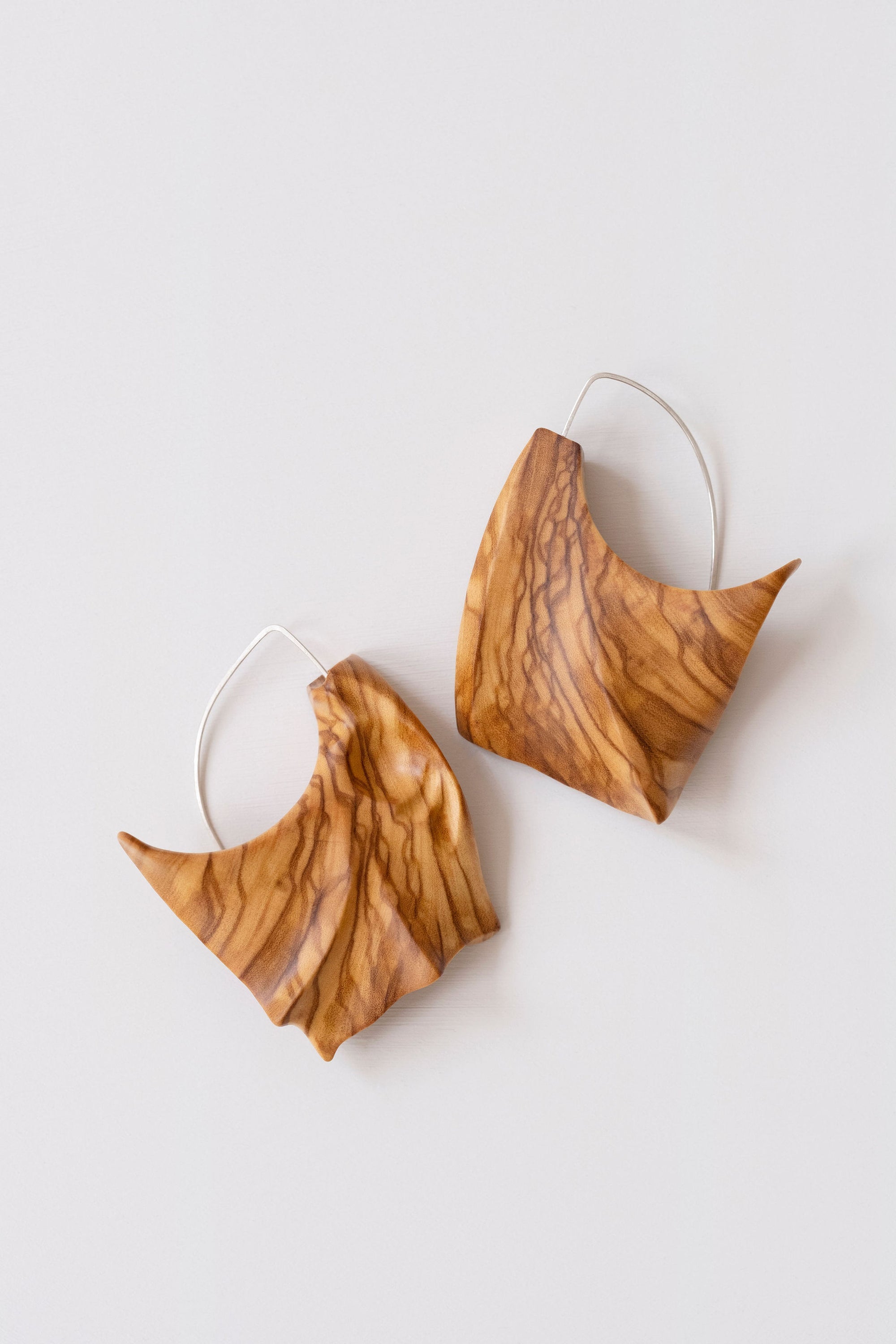 Olive Wood Dramatic "Wing" Earrings