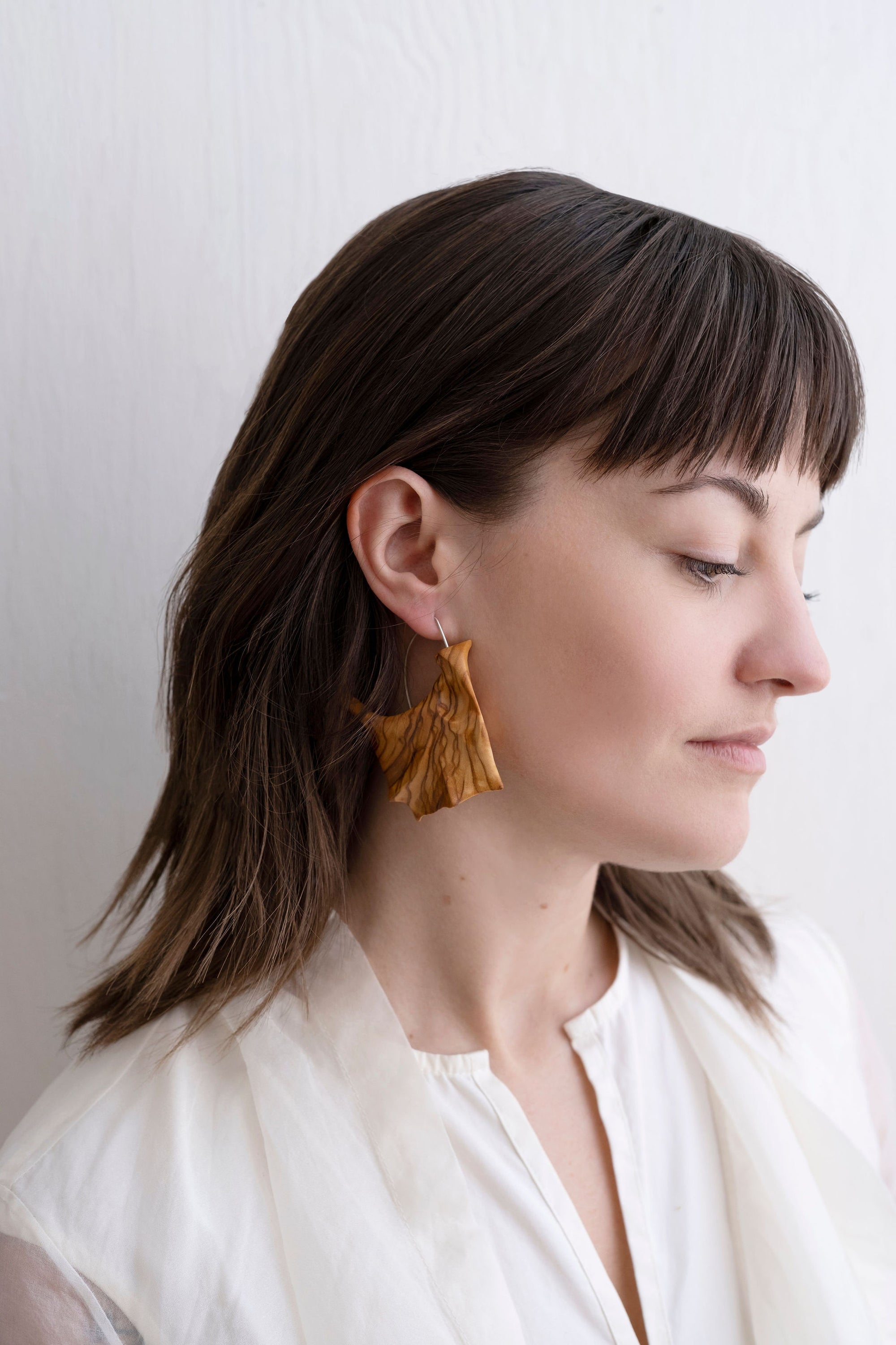 Olive Wood Dramatic "Wing" Earrings