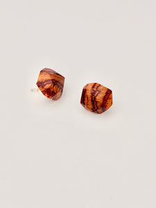 Tulip wood geometric earrings on a light background