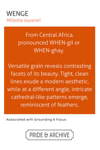 Information about Wenge wood with text and branding on a white background